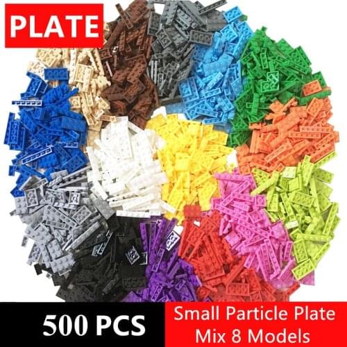 500pcs Rainbow Color Building Blocks Plate 8 Models Kits Playing Figures Pieces MOC Brick Trucks Parts Toys for Kids Build Game