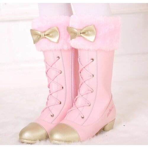 Kids Boots 2020 Winter New Korean Version of Motorcycle Boots Boots Childrens Sweet Wool High Boots