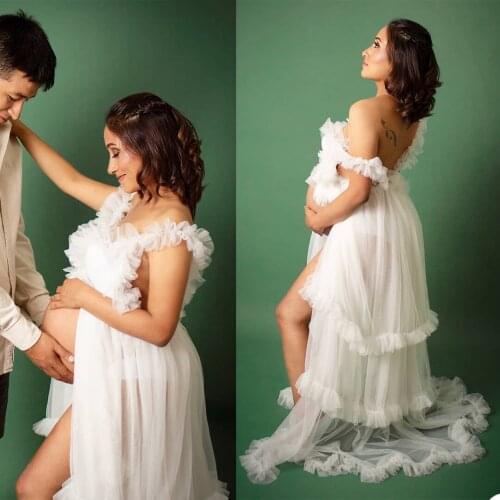 Elegant Maternity Gown Lace Maxi Floor Length Dress Pregnant Women Clothes Photography Pregnancy Dress for Photo Shoot