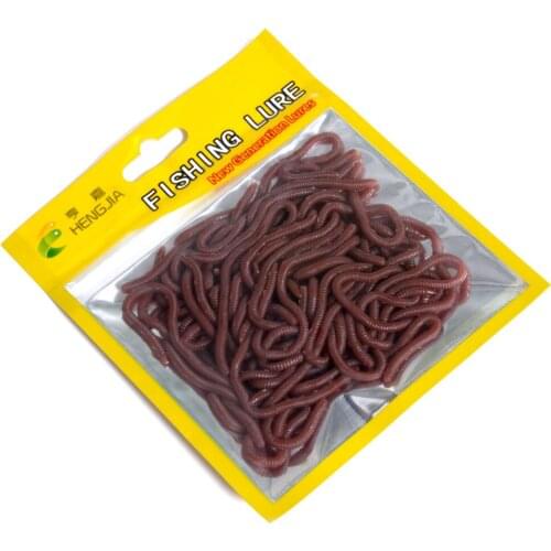 HENGJIA 1bag/50pcs Soft Lure Bionic Bass Pike Earthworm Artificial 8cm Fishing Tool