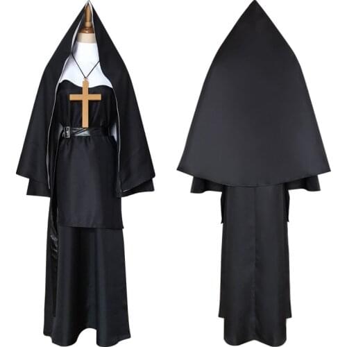 Adult Women The Nun Halloween Cosplay Costume Sister Irene Priest Cosplay 2021 Horror Films The Conjuring Party Clothing
