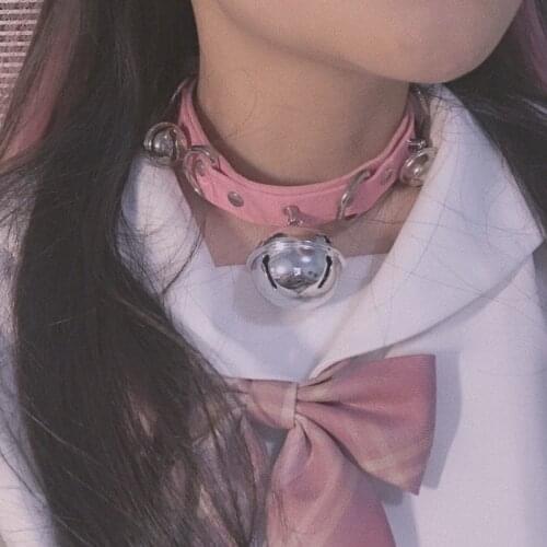 Bells Leather Sexy Harajuku Handmade Gothic Choker trend punk Black Collar belt Necklace club party goth jewelry wholesale