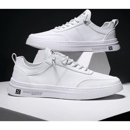Classic Skate Shoes Leather Men Shoes Fashion Comfortable Non-slip Sweat-absorbent Flat Sneakers White Spring Man Trainers