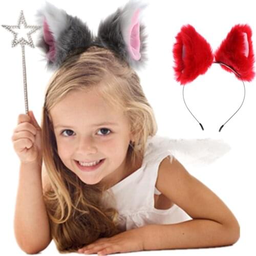 Handmade Cute Furry Animal Ears Hairpin Fox Soft Plush Hair Hoop Women Girls Fashion Headbands Cosplay Hair Accessories Hot Sale