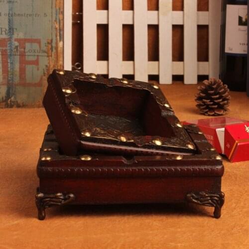 Fashion antique wooden ashtray cafe restaurant bar retro ashtray Creative Home Wholesale
