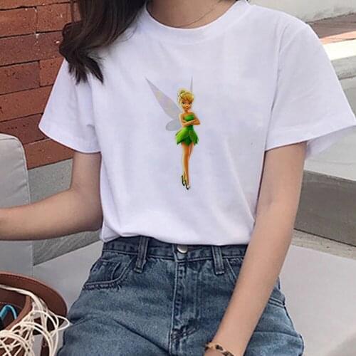 Fashion T-shirts girl Disney Fairies Miss Bell summer women tees streetwear Tinker Bell femme vestidos dropshipping