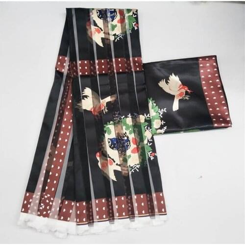 Fashion Design High Quality Imitation Silk Fabric African Print Fabric Organza And Clothing Ribbon Fabric 4+2 Yards/Set! F20153