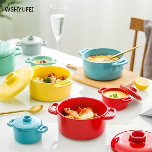 Nordic single household ceramic super large instant noodle salad soup bowl with lid, exquisite kitchen binaural noodle bowl