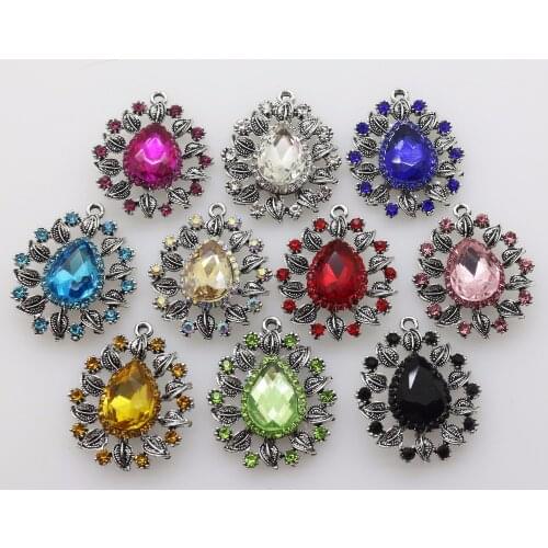 New 10pc 25*31MM oval Retro clear Glass crystal brooch Button rhinestone Wedding Pendant clothing Decorative beauty accessories