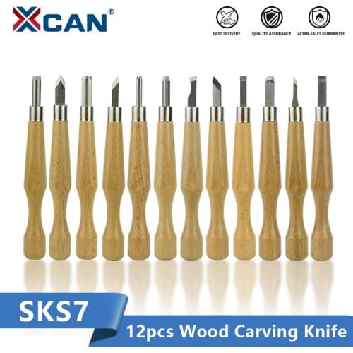 XCAN Wood Carving Knife Chisel 12pcs SKS7 Hand Tools For Carving Wood Gouge Chisel Woodworking Tools