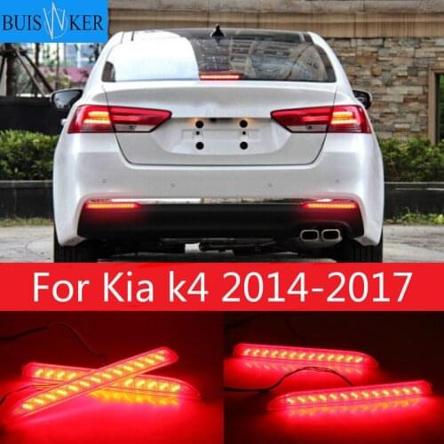 1 Pair LED Bumper Reflector Light For Kia k4 2014-2017 Car Accessories Rear Brake Light Tail Stop turn signal lamp