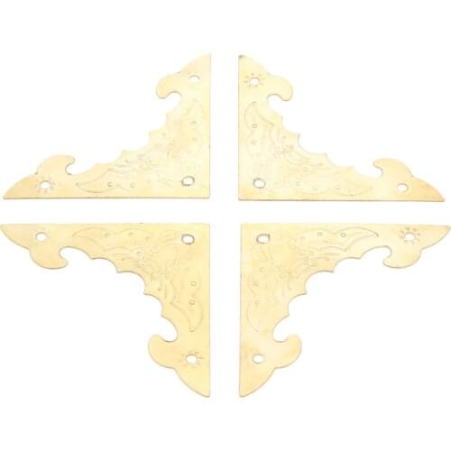 12 Pcs Zinc Alloy 40*40mm Antique Jewelry Wine Gift Box Corner Foot Wooden Case Furniture Decorative Metal Corner Protector Gold