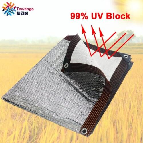 Tewango 99% Reflective Aluminum Foil Shading Net Silver Shade Mesh Sheet Roof Top Tent Plants Shelter Screen For Greenhouse