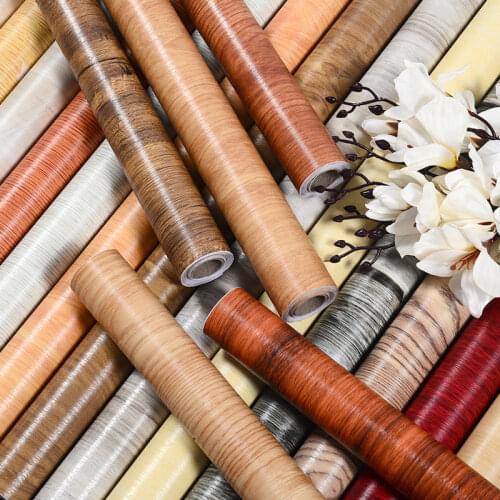 Wood Pattern Vinyl Self-adhesive Wallpapers DIY Waterproof Wall Stickers Home Decorative Films Furnitures Peel and Stick Pasters