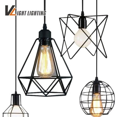 Vintage indoor lighting Retro iron painted pendant light 16 Variety iron cage lampshade American Country style light fixture