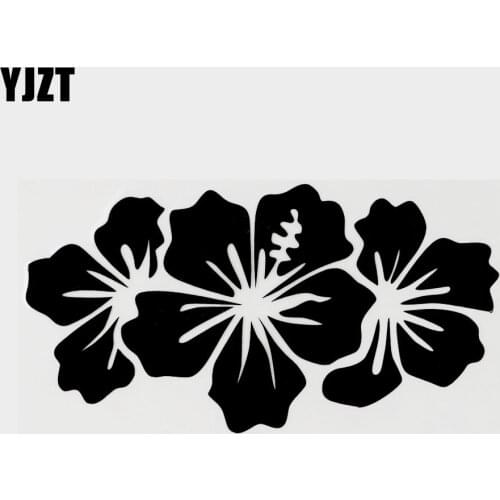YJZT 16.3CM×8.6CM Fashion Flower Car-styling Black/Silver Vinyl Decal Car Sticker 18B-0128