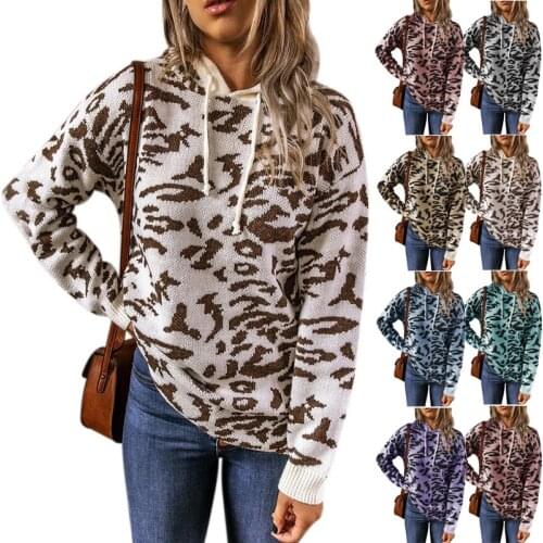 Sweatshirt Hoodies Women 2021 Autumn Winters leopard hot Selling Hooded Leopard Print Fleece LDM201128