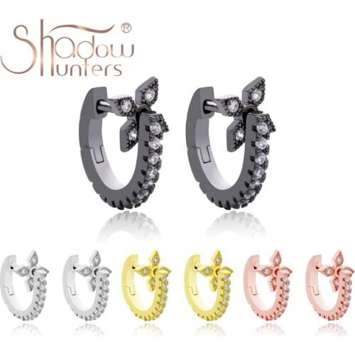 SHADOWHUNTERS Rotatable Cross Earrings Silver sterling 925 Windmill Huggies Hoop Earrings Detachable For Women Creative Jewelry