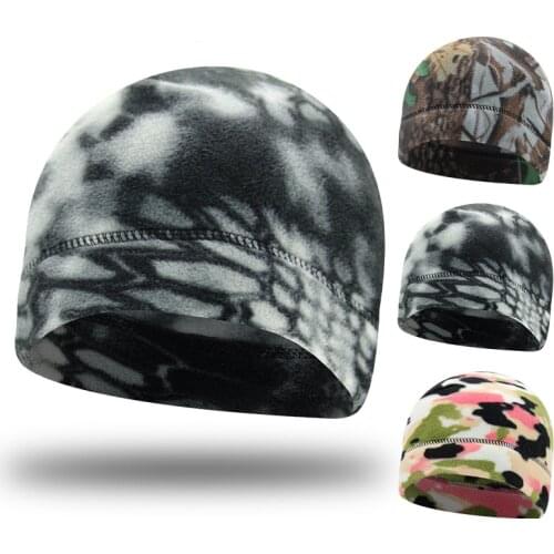 Winter Spring Men‘s Beanie Marine Corps Tactical Camouflage Thickened Male Outdoor Warm Windproof Elastic Polar Fleece Caps