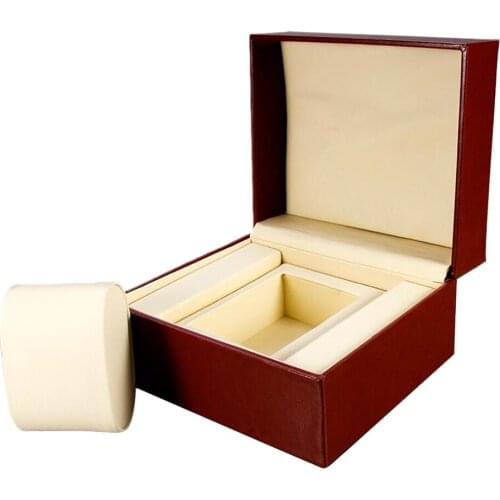 1 Grid Wine Red PU Leather Watch Box Pillow Display Case Jewellery Storage