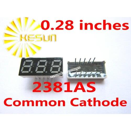 10PCS x 0.28 inches Red Common Cathode/Anode 3 Digital Tube 2381AS 2381BS LED Display Module