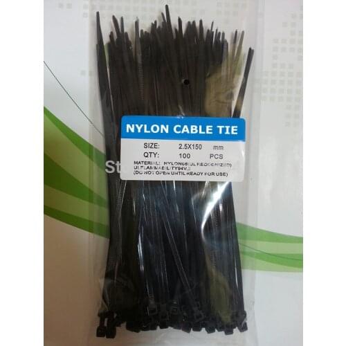 100Pcs 2.5*150mm Self-locking Plastic Nylon Cable Ties Wire Zip Tie