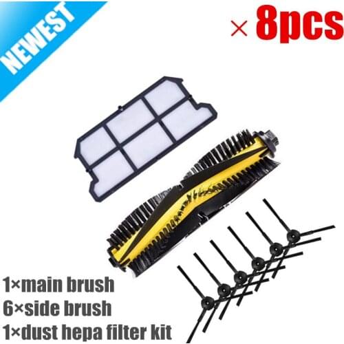 1x main brush+6x side brush+1x dust hepa filter kit for chuwi ilife v7 v7s v7s pro Robotic Vacuum Cleaner parts