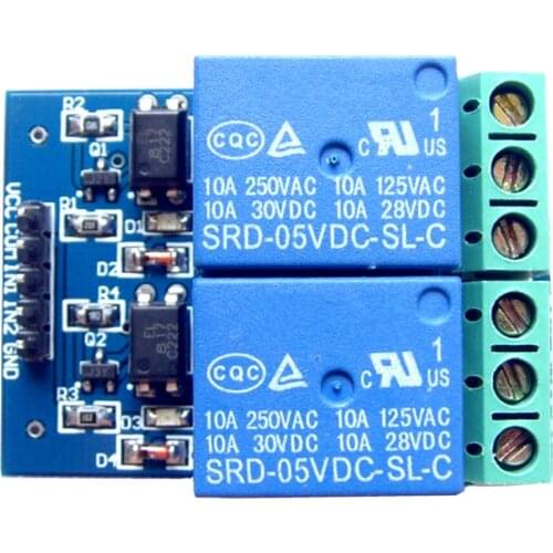 2-way relay module 5V 10A optocoupler isolated relay module