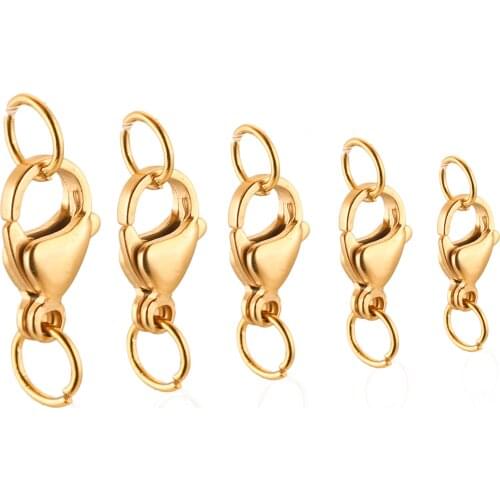 20Pcs Stainless Steel Gold with Jump Ring Lobster Clasp Claw Clasps for Bracelet Necklace Chain Diy Jewelry Making Supplies