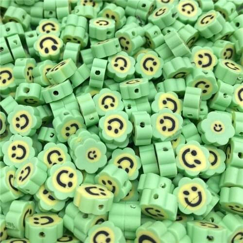 30pcs/lot 10mm Colorful Flower Shape Smiley Polymer Clay Beads Spacer Beads For Jewelry Making DIY Bracelet necklace #06