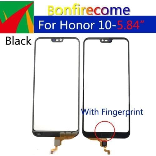 5Pcs\Lot For Huawei Honor 10 COL-L29 Touch Screen Panel Sensor Digitizer With Fingerprint Front Glass Outer Replacement