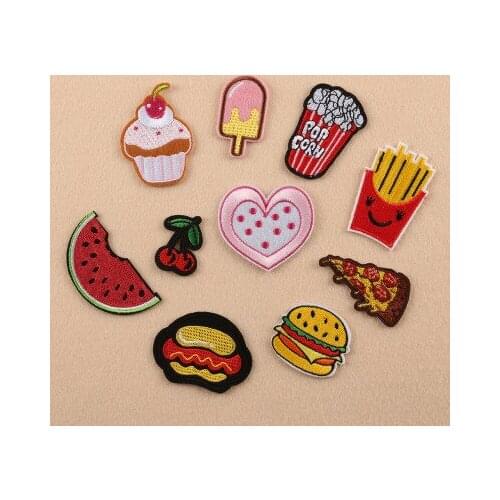 8PCs/lot Burger Patches for Clothing Iron on Patches for Clothes Stickers for Clothes Embroidery Patch Stripes Badges