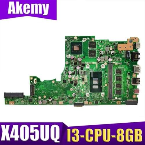 Akemy X405UQ For ASUS X405U X405UN X405UR X405URR X405URP X405UQ X405UF Laotop Mainboard X405UQ Motherboard W/ I3-7100U 8GB RAM