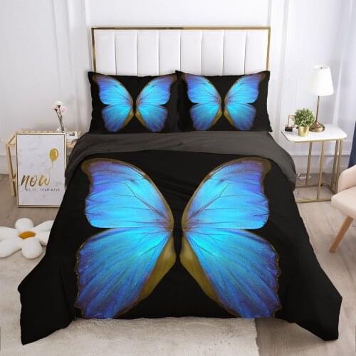 Butterfly bedding set Queen King Full Double Duvet cover set pillow case Bed linens Quilt cover 240x220 200x200 blue