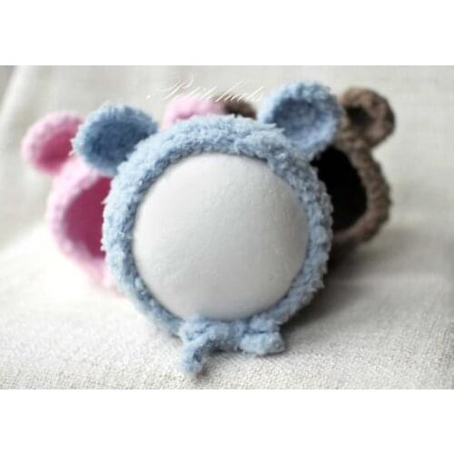 Free shipping, fluffy baby bonnets 0-3month newborn photo prop, newborn bonnet, shower gift, pink bonnet, white teddy bonnet