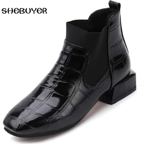 Spring Autumn Ankle Boots for Women Booties 2018 Woman Short Slip on Low Heels Boot Botas Mujer Pu Leather Ladies Shoes