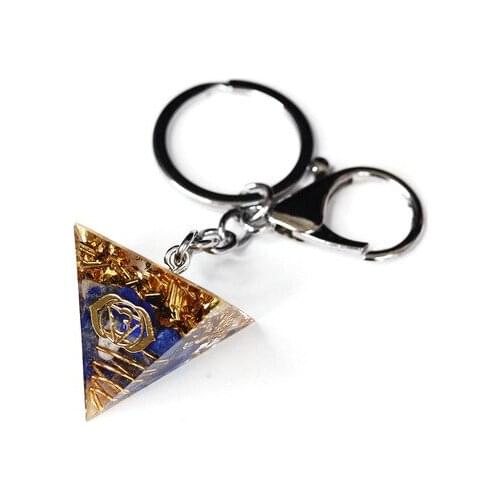 Natural Stone Chip Gravel Orgone Pendant Key Rings Lapis Lazuli Orgonite Energy Amulet Keychain Healing Reiki Jewelry
