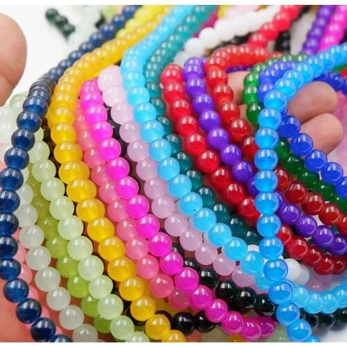 100pcs 8mm Imitation Natural Stone Round Glass Beads For Jewelry Making Bracelet necklace Spacer Loose Beads DIY Accessory