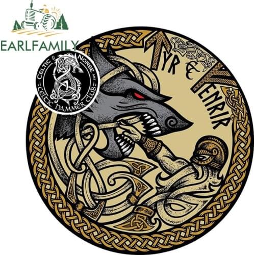 EARLFAMILY 13cm x 9.9cm for Odin Fighting Wolf Vinyl Car Stickers Motorcycle Helmet Personality JDM Assessoires Decal for SUV