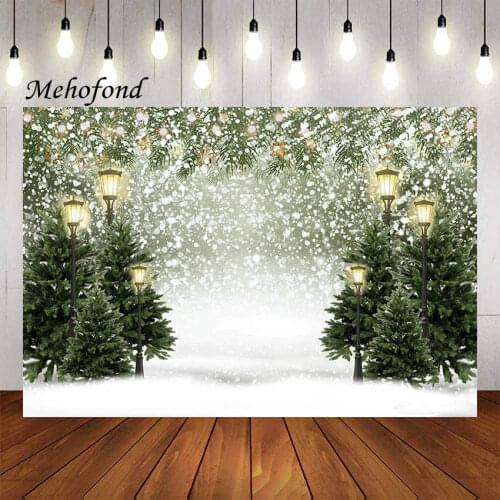 Mehofond Photography Background Winter Christmas Forest Glitter Pine Snow Kids Birthday Party Portrait Backdrop Photo Studio