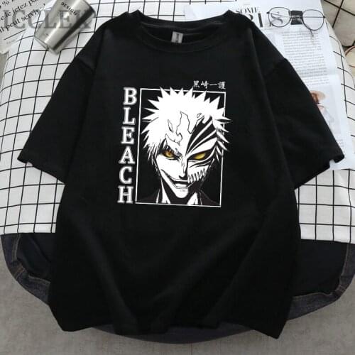 Anime Bleach Ichigo Kurosaki T Shirt Women Men Short Sleeves Summer Cotton T Shirt Manga Graphic T-shirt Streetswear tops