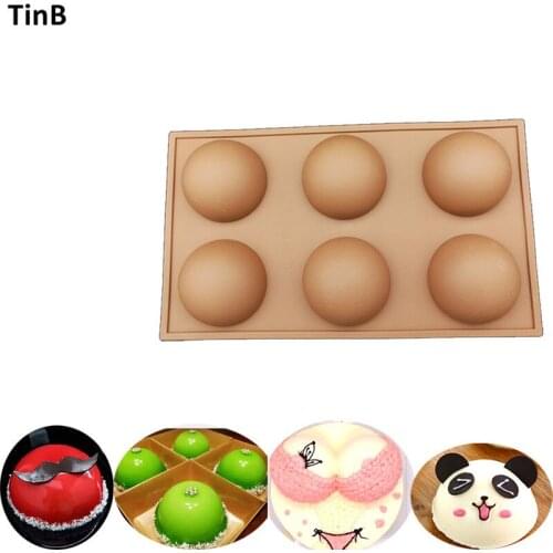 Hot 6 Holes Semi-hemispherical Silicone Cake Mold 3D Fondant Chocolate Soap Mold DIY Baking Cake Decorating Tools Silicone mould