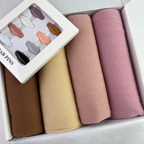 Jersey Hijab Scarf Long Muslim Shawl Plain Soft Turban Tie Head Wraps For Women Hijab Gift Packing With BOX