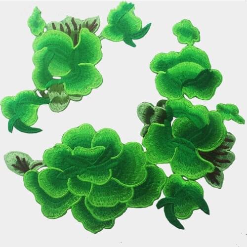New Peony Flower Embroidery Applique Pair Embroidery Patch Plant Embroidery Sticker Garment Decorative Fabric Sticker