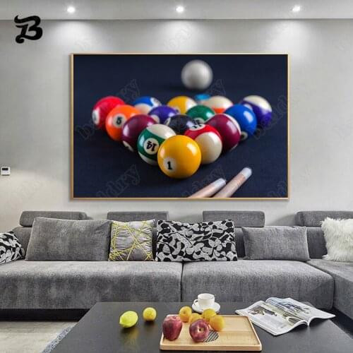 Canvas Painting Wall Art Blue Billiard Canvas Poster and Print Leisure Sports Wall Picture for Living Room Home Wall Decoration
