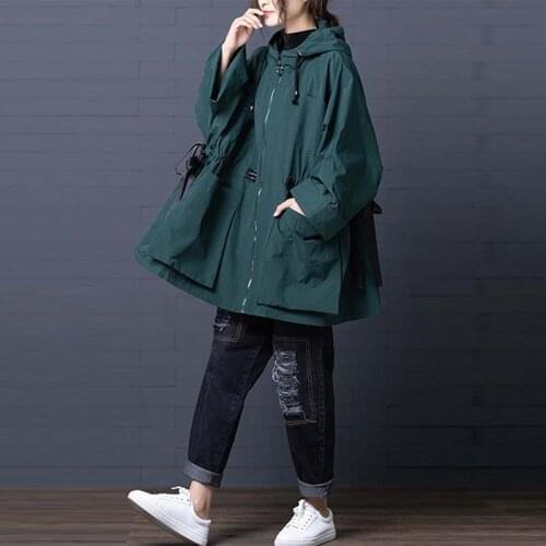 Womens Jackets And Coats 2019 Autumn Oversized Hooded Jacket Plus Size Women Korean Cardigan Zipper Loose Long Jacket Female 6XL