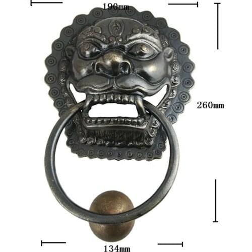 Brass Chinese Vintage Animal Beast Head Furniture Door Pull Handle,190*260mm