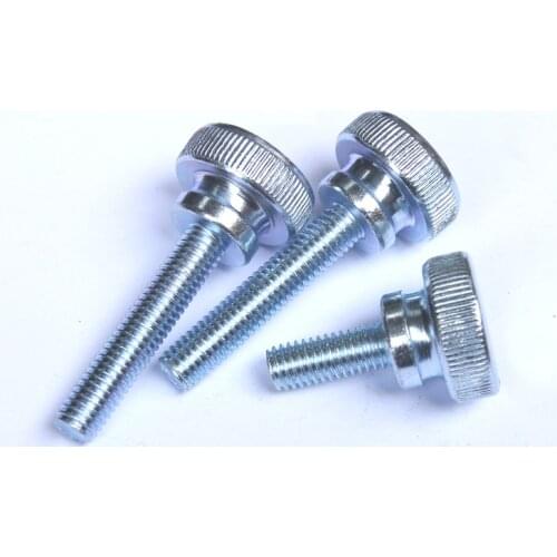 M3 M4 M5 M6 Thumb Screws with Collar Round Head with Knurling Manual Adjustment Screws Bolts Steel