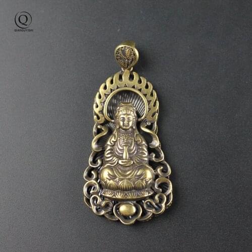 Copper GuanyinBodhisattva Buddha Key Chain Pendant Jewelry Accessories Metal Brass Car Keyring Kindly Buddha Lucky Keychains