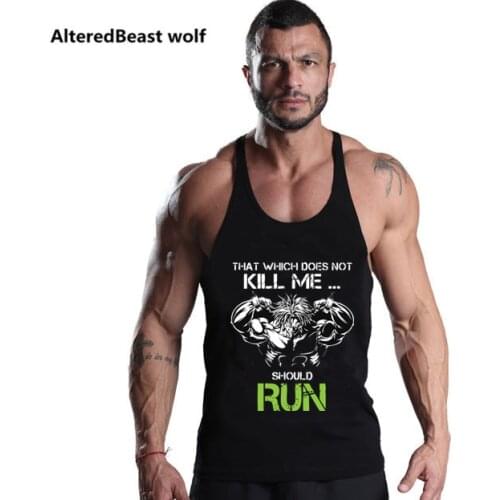 2021 Men Tank Tops brand Men RUN Bodybuilding clothing Summer Fitness Men Vest Undershirt Stringer Tank Top